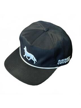 Raised by Coyotes Snapback Hat Black White Rope Cap Coyote Embroidery